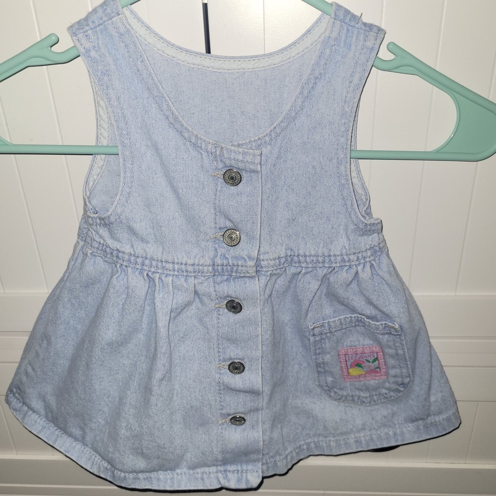 Lee Jeans Baby Girls Denim Dress 12 Months‎ Light Wash Button vintage 90s y2k